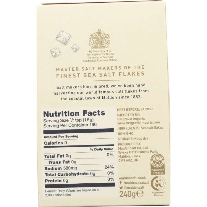 Maldon Crystal Salt Co - Sea Salt Flakes 8.5oz back