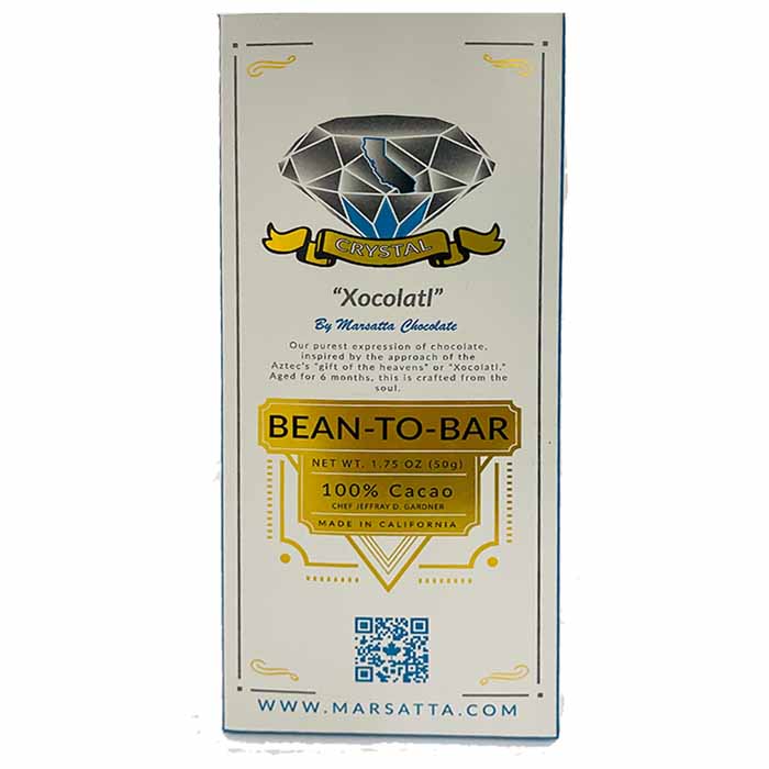 Marsatta Chocolate - Bean-To-Bar Chocolate - Crystal Label 100% Cacao, 1.75oz