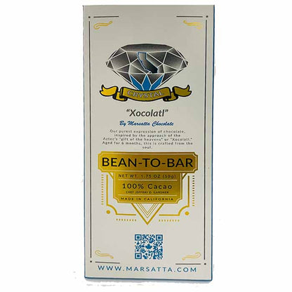 Marsatta Chocolate - Bean-To-Bar Chocolate - Crystal Label 100% Cacao, 1.75oz