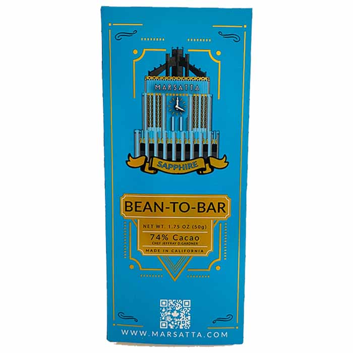Marsatta Chocolate - Bean-To-Bar Chocolate - Sapphire Label 74% Cacao, 1.75oz