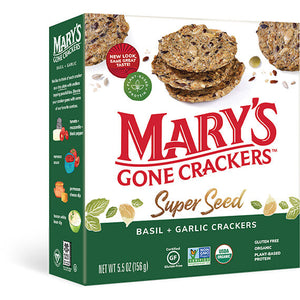 Mary's Gone Crackers - Super Seed Basil & Garlic Crackers, 5.5oz
 | Pack of 6