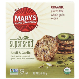Mary's Gone Crackers - Super Seed Basil & Garlic Crackers, 5.5oz