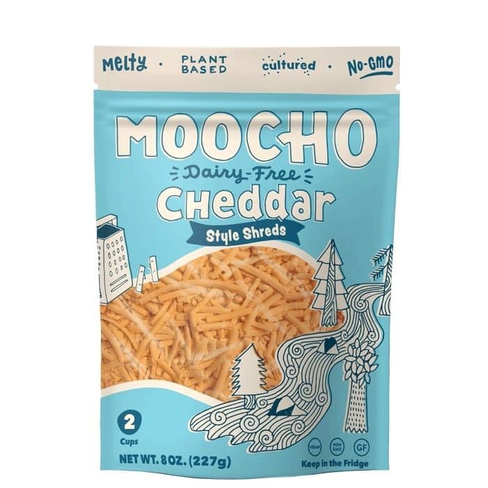 Moocho - Dairy Free Cheese Shreds Cheddar Style, 8oz - front