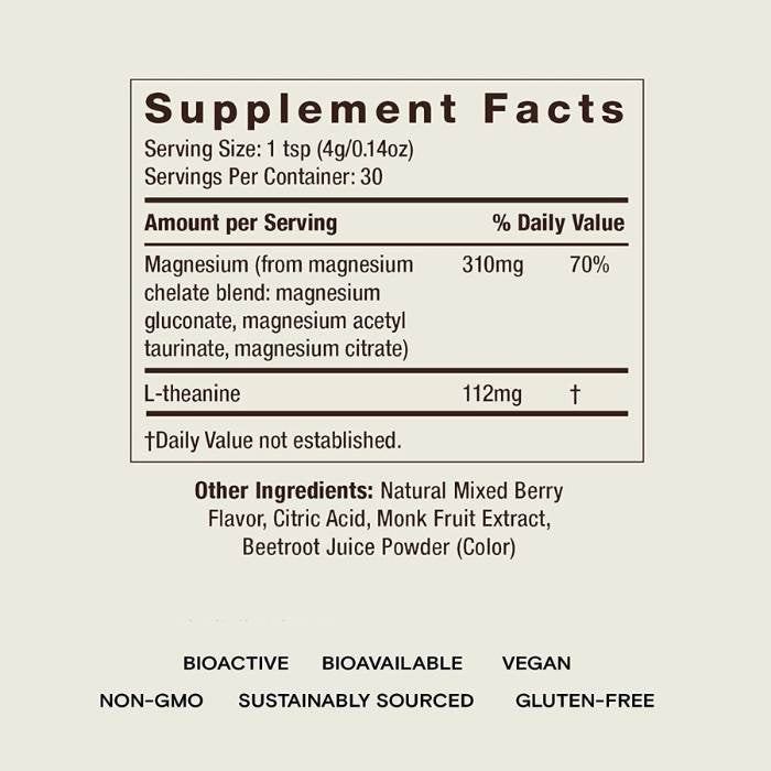 Moon Juice - Magnesi-Om: Magnesium Supplement for Relaxation & Sleep, 4oz - supplement facts