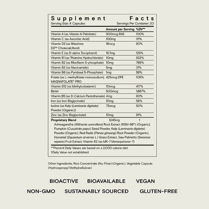 Moon Juice - SuperHair: Vegan Hair Supplement & Multivitamin, 120 Capsules - supplement facts