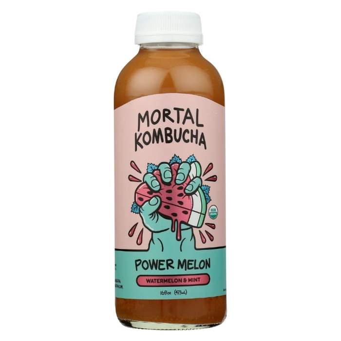 Mortal Kombucha -Power Melon Kombucha, 16 fl oz - front