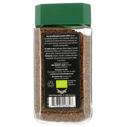 Mount Hagan - Organic Freeze Dried Instant Coffee Jar Decaf , 3.53oz - back