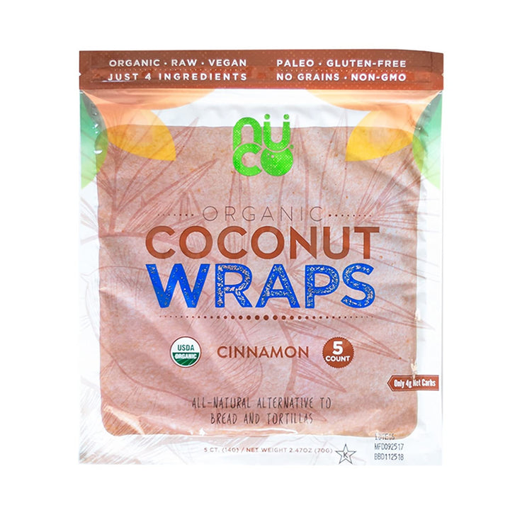 NUCO, Organic Coconut Wraps, Cinnamon, 5 Wraps | Pack of 12 - PlantX US