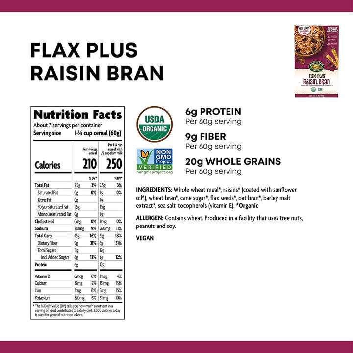 Nature's Path-Cereal Flax Raisin Bran Flakes, 14 oz