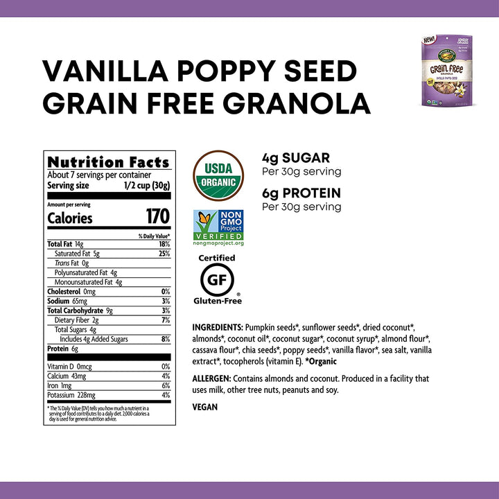 Natures Path-Grain-free Granola Vanilla Poppy Seed