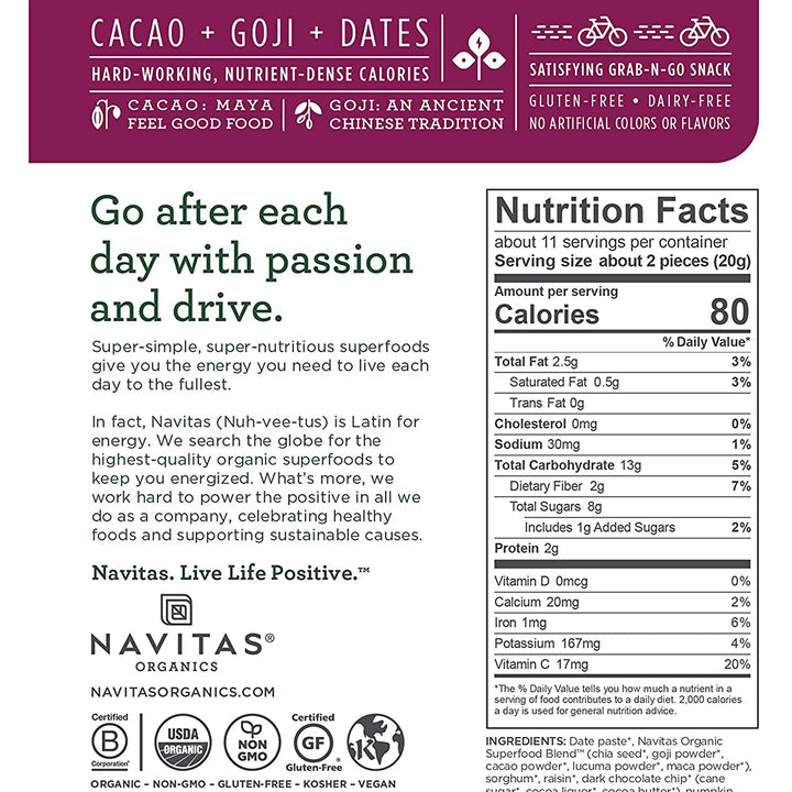 Navitas-Power Snacks - Cacao Goji, 8 oz