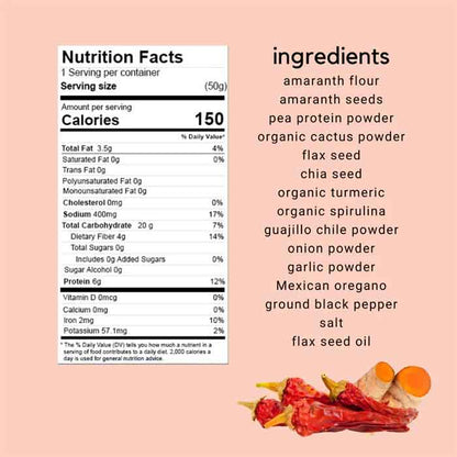 Nemi Snacks - Cactus Sticks ,1.7oz , Chili Turmeric - Back