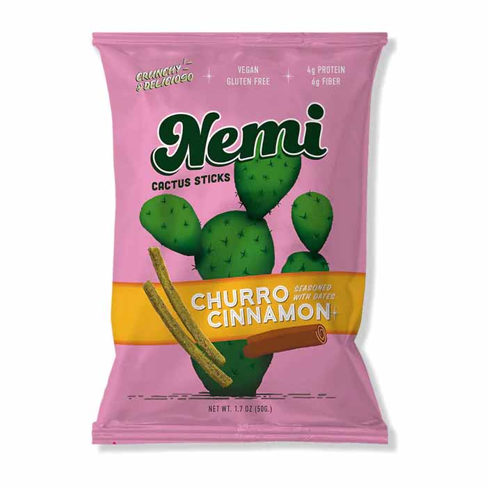 Nemi Snacks - Cactus Sticks ,1.7oz , Churro Cinnamon