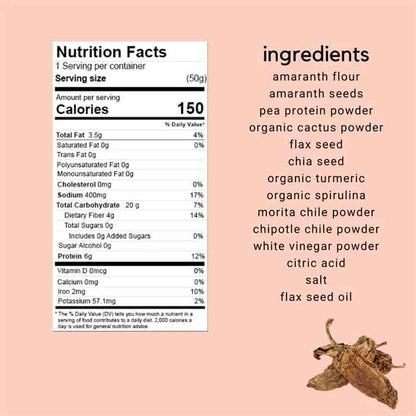 Nemi Snacks - Cactus Sticks ,1.7oz , Smoky Chipotle - Back