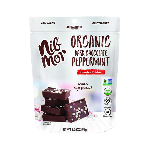 NibMor Organic Dark Chocolate Peppermint Bark 3.26 Oz | Pack of 6 - PlantX US