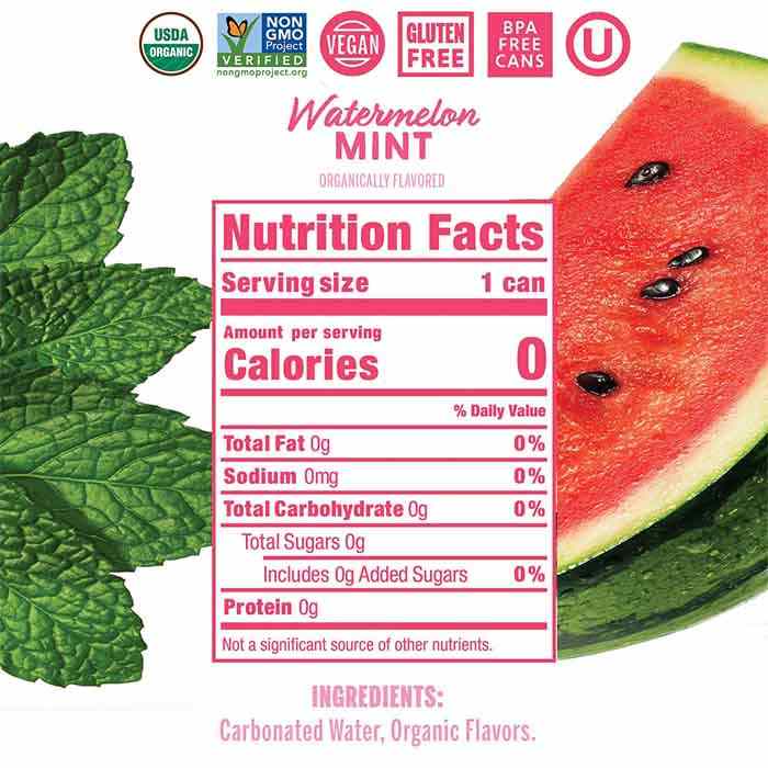 Nixie - Watermelon Mint Sparkling Water 12oz - back