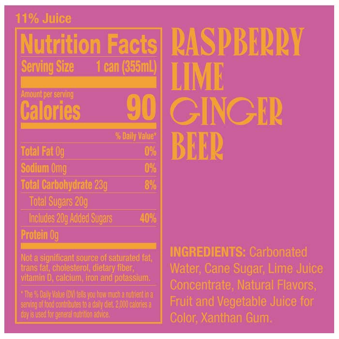 Nope - Non-Alcoholic Mocktails - Raspberry Lime Ginger Beer, 12 fl oz  - back