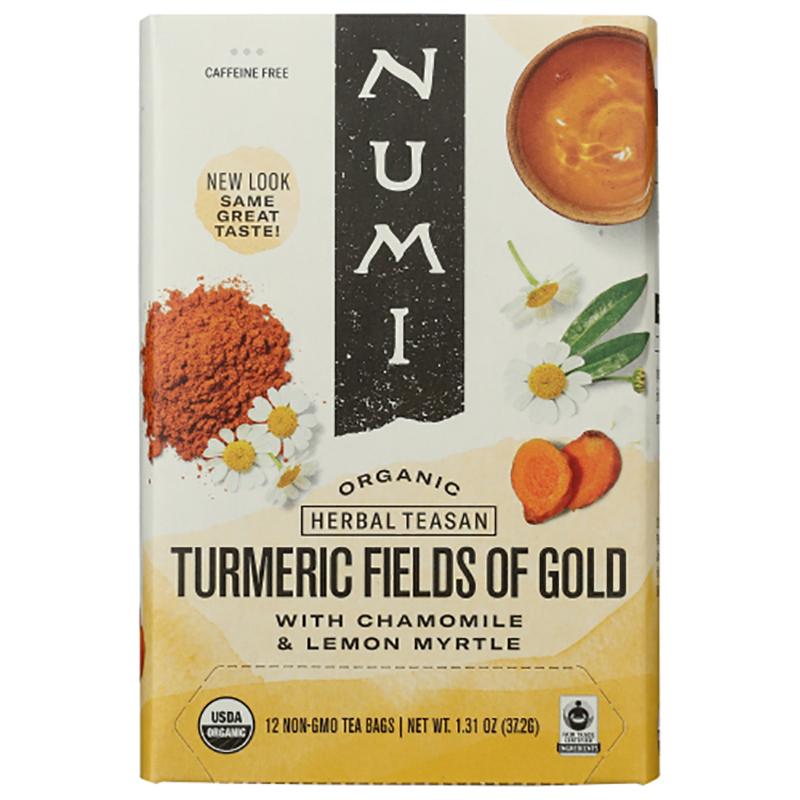 Numi Tea Fields of Gold Turmeric Tea, 12 Bags PlantX US