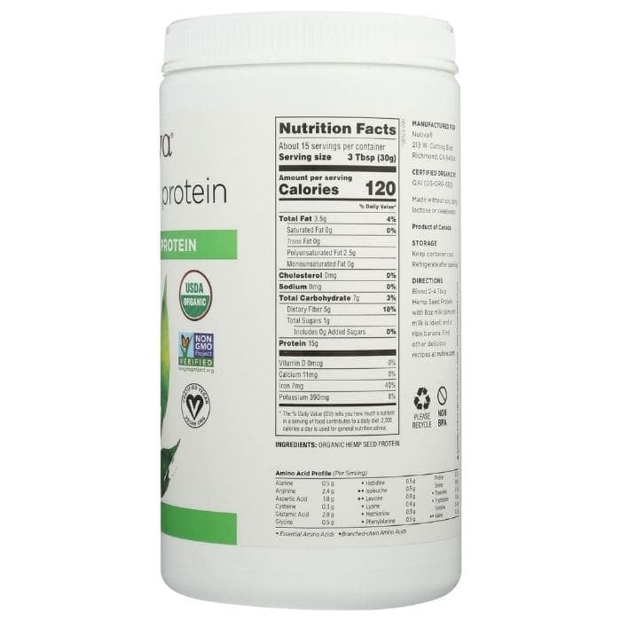 Nutiva Hemp Seed Protein Powder, 16oz