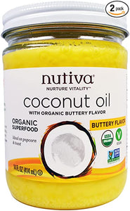 Nutiva - Organic Coconut Oil with Buttery Flavor, 14 fl oz | Pack of 6