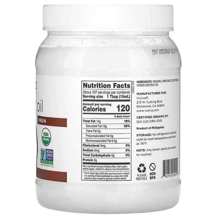 Nutiva - Organic Virgin Coconut Oil, 54oz - back