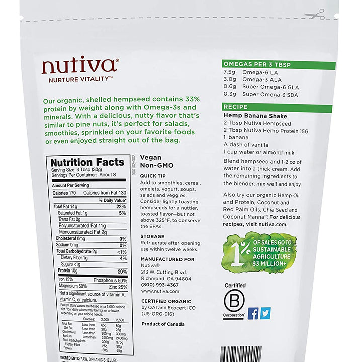 Nutiva-Raw Shelled Hempseed, 8 oz