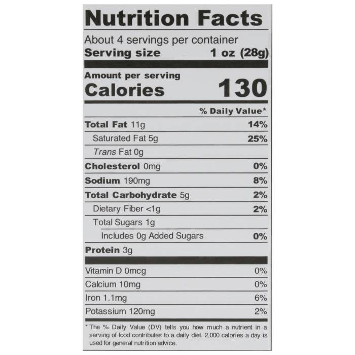 Nuts for Cheese - Organic & Dairy-Free Cheese Super Blue - nutrition facts