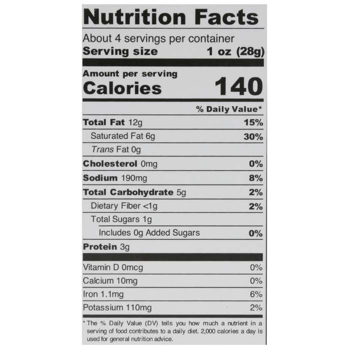 Nuts for Cheese - Un-Brie-Lievable Cashew Cheese - nutrition facts