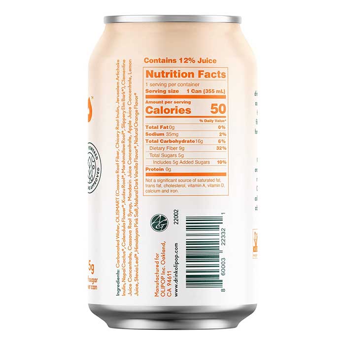 Olipop - Sparkling Tonic - Orange Cream, 12oz - back