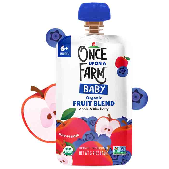 Once Upon A Farm - English Muffin Ezekiel - Baby Food Apple Blueberry 6 Months, 3.2oz