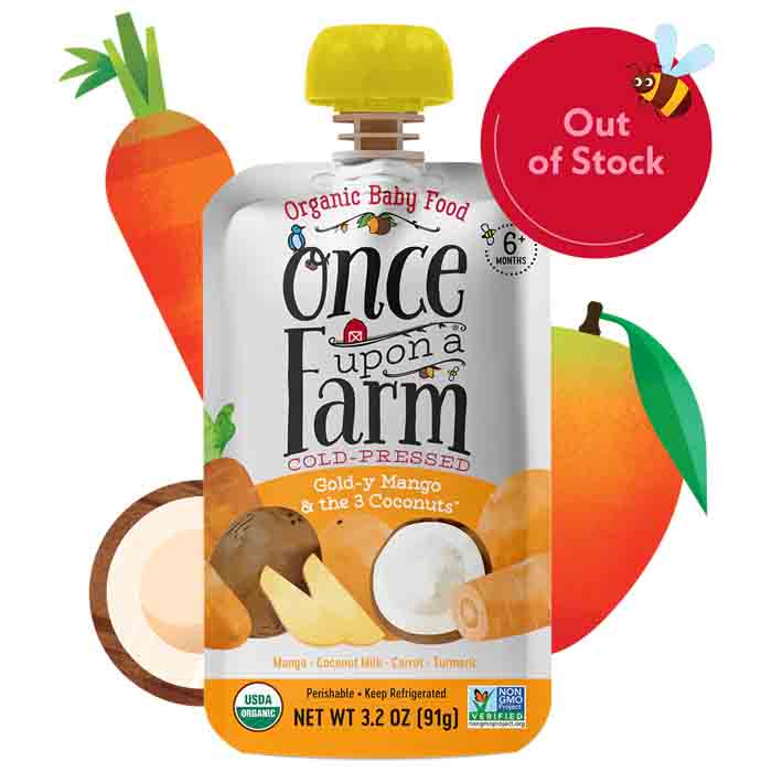 Once Upon A Farm - English Muffin Ezekiel - Gold-y Mango & 3 Coconuts 6+ Months, 3.2oz