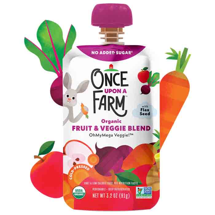 Once Upon A Farm - Organic Fruit & Veggie Blend - Veggie Ohmymega 7+ Months, 3.2floz