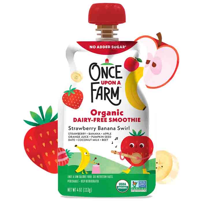 Once Upon A Farm - Organic Smoothie - Strawberry Banana Swirl, 4floz
