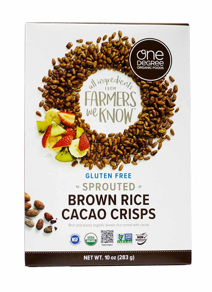 One Degree Organic Foods Sprouted Brown Rice Cacao Crisps Cereal 10 Oz
 | Pack of 6 - PlantX US