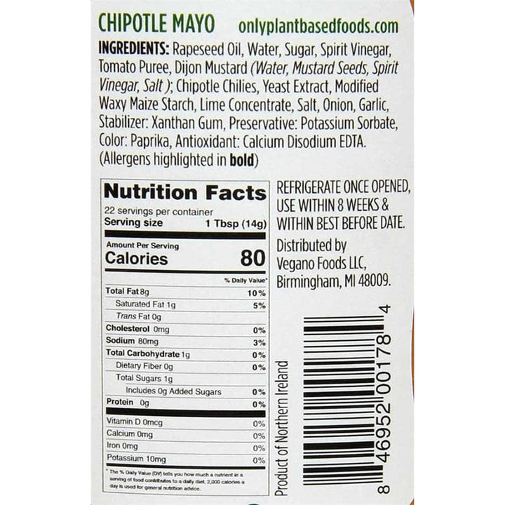 846952001784 - only plant based chipotle mayo nutrition