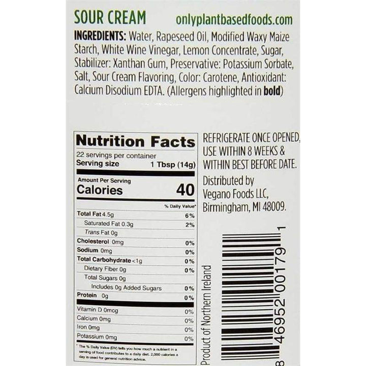 846952001791 - only plant based sour cream nutrition