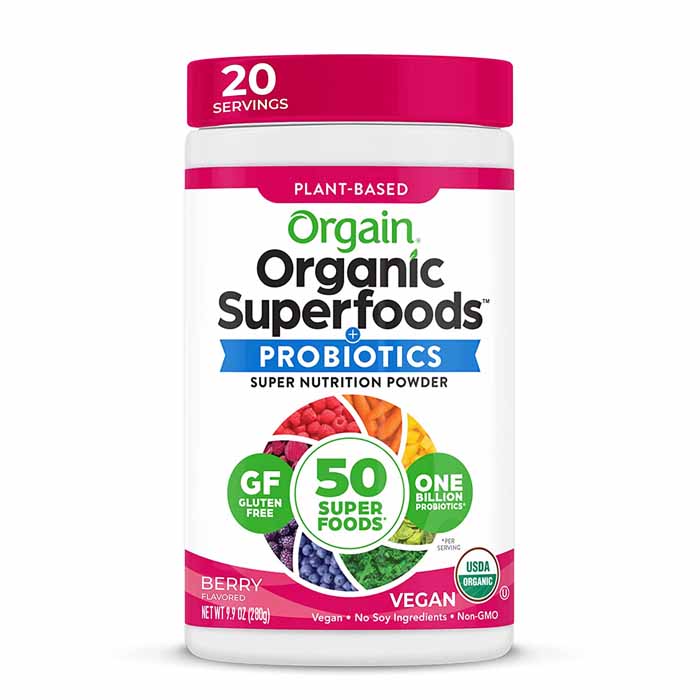 Orgain - Organic Superfoods Powder with Probiotics - Berry Flavor, 0.62 lbs