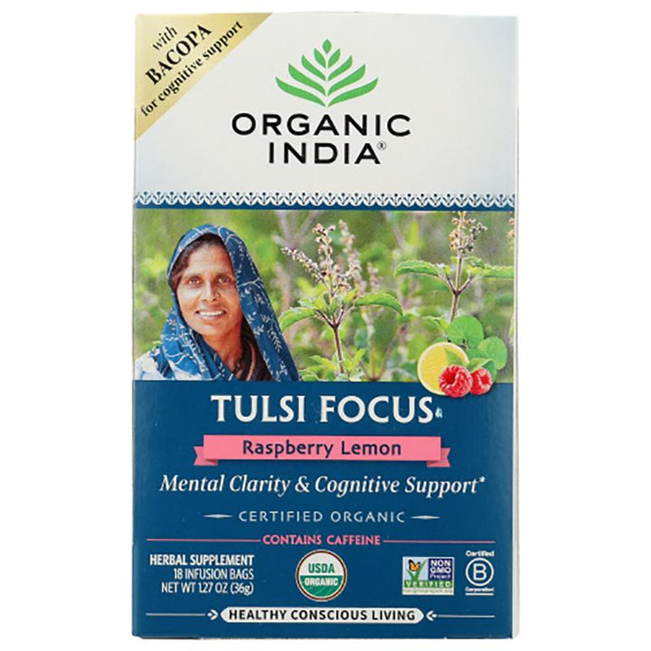 organic india tulsi focus raspberry lemon tea