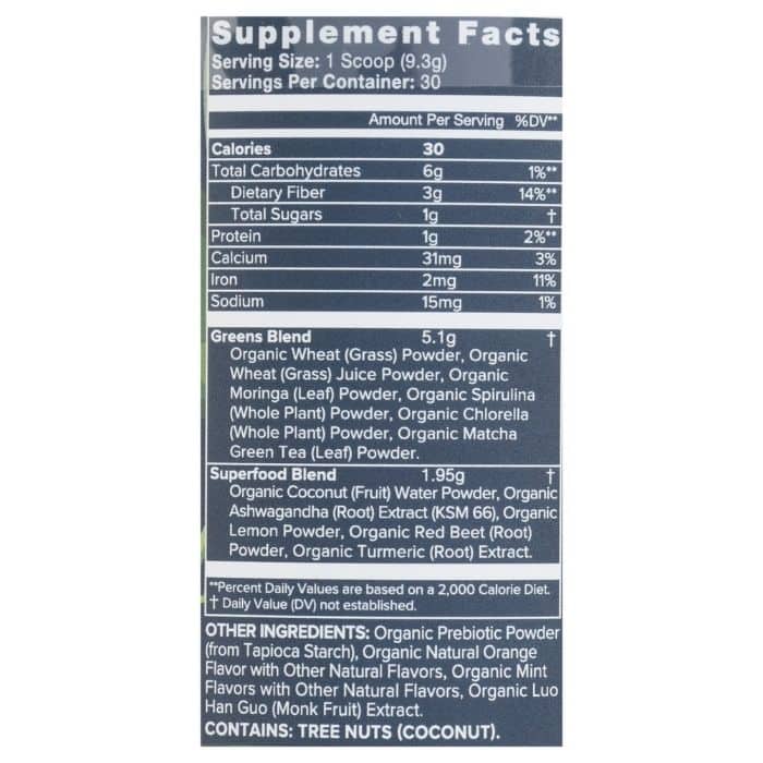 Organifi - Superfood Powder Organifi Green Juice - supplement facts