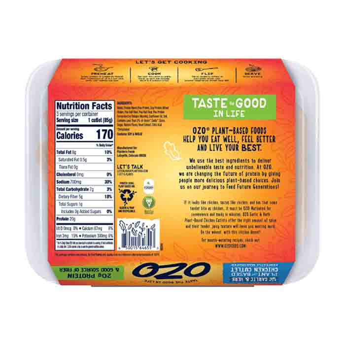 Ozo - Chicken - Cutlet Garlic Herb, 9oz - back