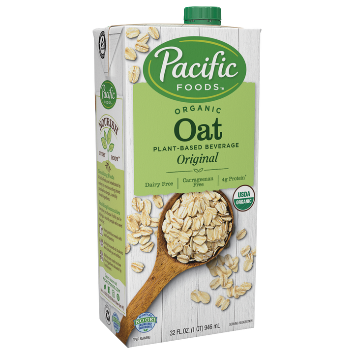 Pacific Foods Organic Oat Beverage, Original 32 Fl Oz
 | Pack of 12 - PlantX US