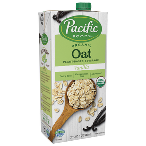 Pacific Foods Organic Oat Plant-Based Beverage Vanilla 32 Fl Oz | Pack of 12