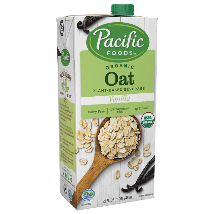 Pacific Foods Organic Oat Plant-Based Beverage Vanilla 32 Fl Oz
 | Pack of 12 - PlantX US