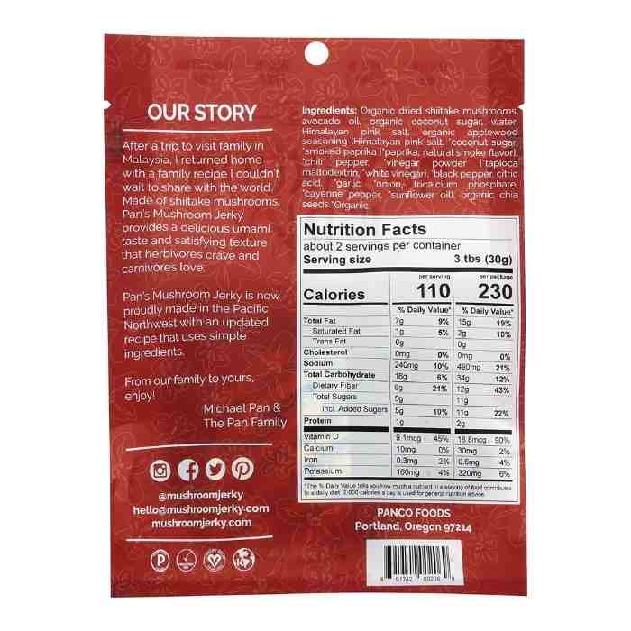 Pan's Mushroom Jerky Mushroom Jerky, 2.2oz Multiple Flavors