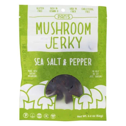 Pan's Mushroom Jerky - Sea Salt + Pepper Mushroom Jerky, 2.2oz - Front