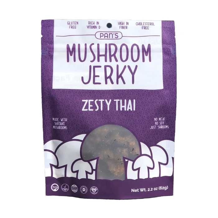Pan's Mushroom Jerky - Zesty Thai Mushroom Jerky, 2.2oz - Front