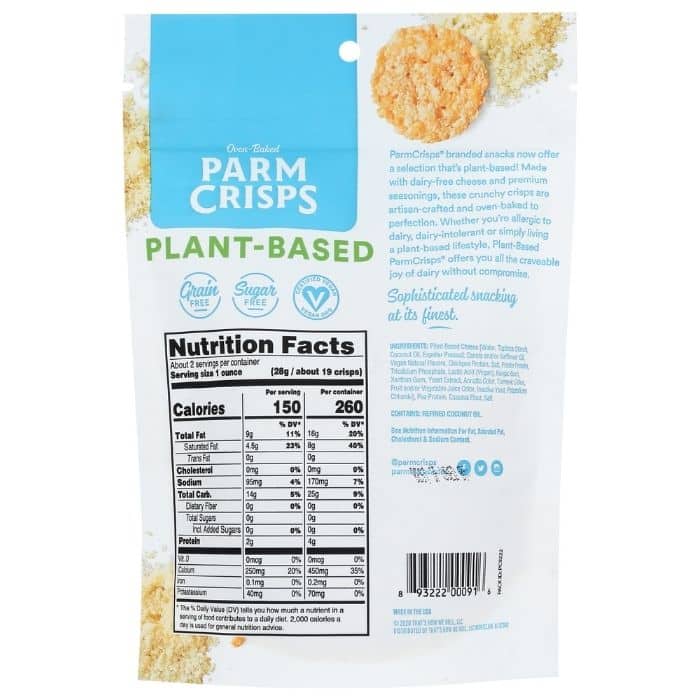 Parm Crisps - Plant-Based Cheese Sea Salt, 1.75oz - back