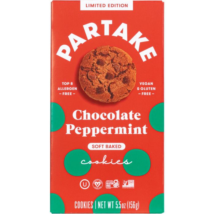Partake Foods - Soft Baked Chocolate Peppermint Cookies, 5.5oz