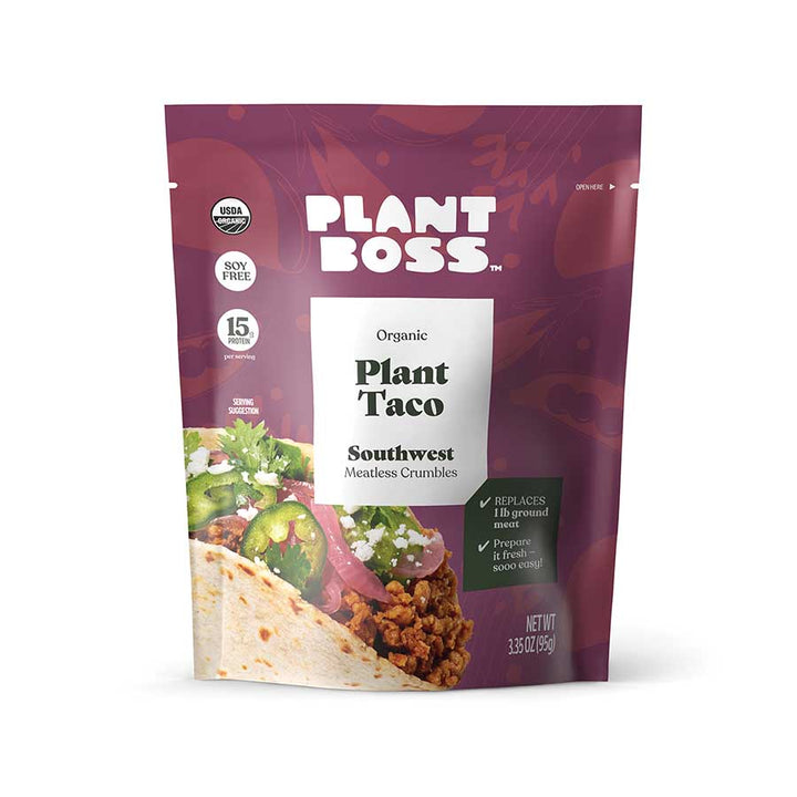 Plant Boss, Organic Plant Taco, Southwest Meatless Crumbles, 3.35 oz
 | Pack of 6 - PlantX US