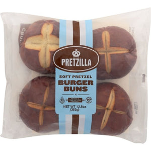 Pretzilla - Soft Pretzel Burger Buns, 4 Pack, 12.8oz